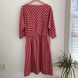 Sweet red plaid dress, handmade